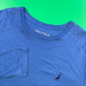 Nautica Mens Blue Long Sleeve T-Shirt Casual Everyday‎ Minimalist Logo